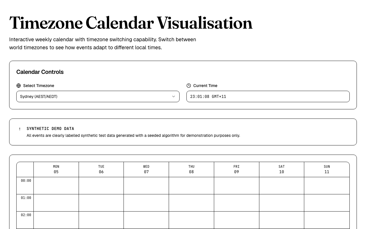 Landing and Timezone Controls
